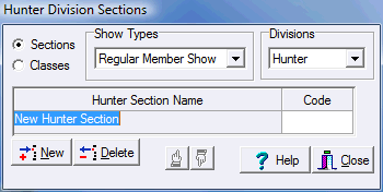 New Hunter Section Dialog