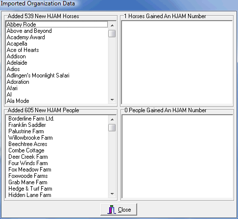 Imported Org Data Dialog