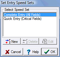 Entry Speed Sets Dialog