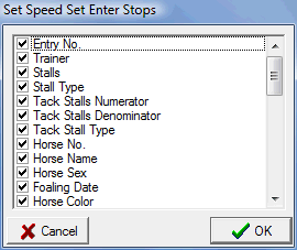 Set Entry Speed Sets Dialog