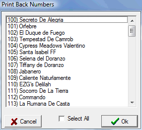 Back Numbers Dialog