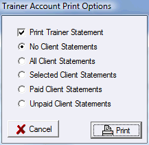 Trainer Account Print Dialog