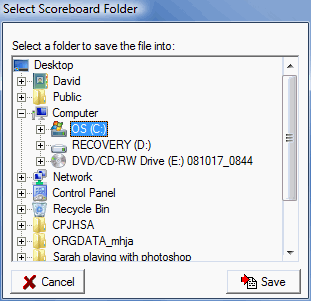Scoreboard Select Folder Dialog