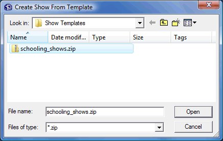 Create Show From Template Dialog