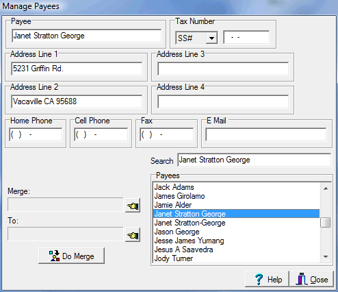 Manage Payees Dialog