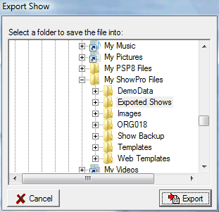 Export OrgPro Show Dialog