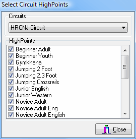 High Point Select Circuit High Points Dialog