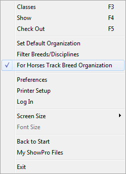 File Menu Track Breed